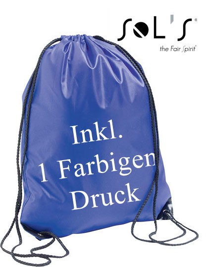 Turnbeutel Polyester inklusive Druck