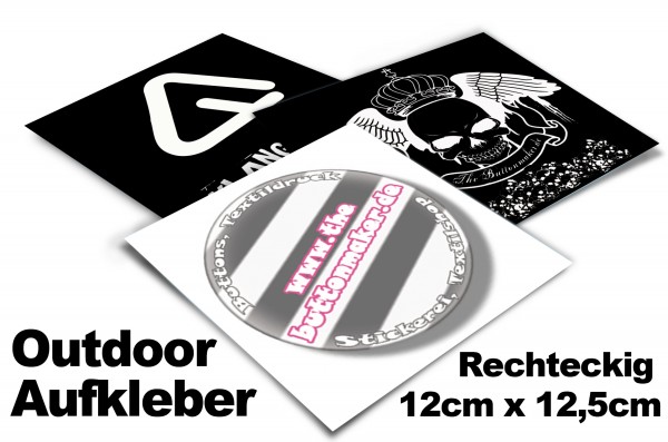 Aufkleber rechteckig 12 cm * 12,5 cm Outdoor