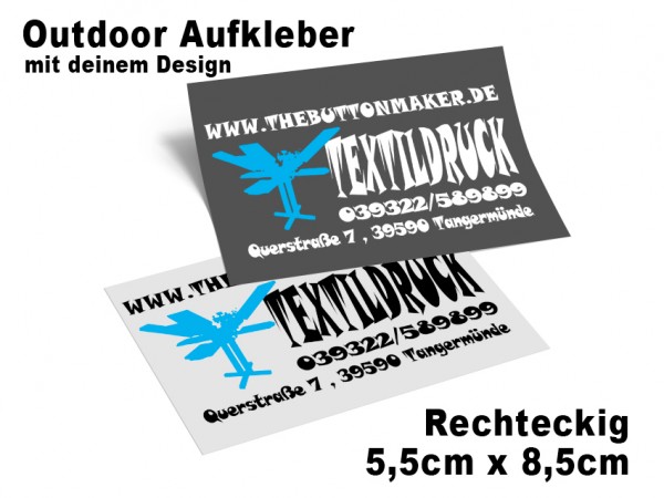 Aufkleber rechteckig 5,5 cm * 8,5 cm Outdoor