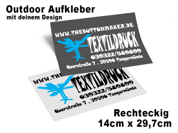 Aufkleber rechteckig 14 cm * 29,7 cm Outdoor